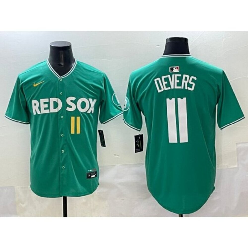Mens Kids Rafael Devers Jersey Green Stitched